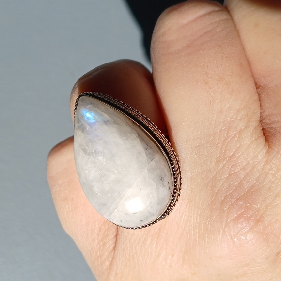 New Rainbow Moonstone 925 Silver Ring. - Picture 10 of 12
